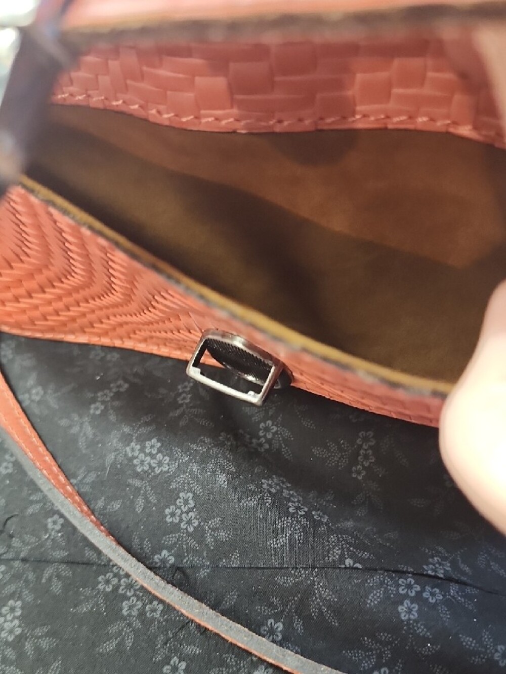 Patricia Nash Woven Leather Crossbody Bag in Orange - Picture 9 of 11